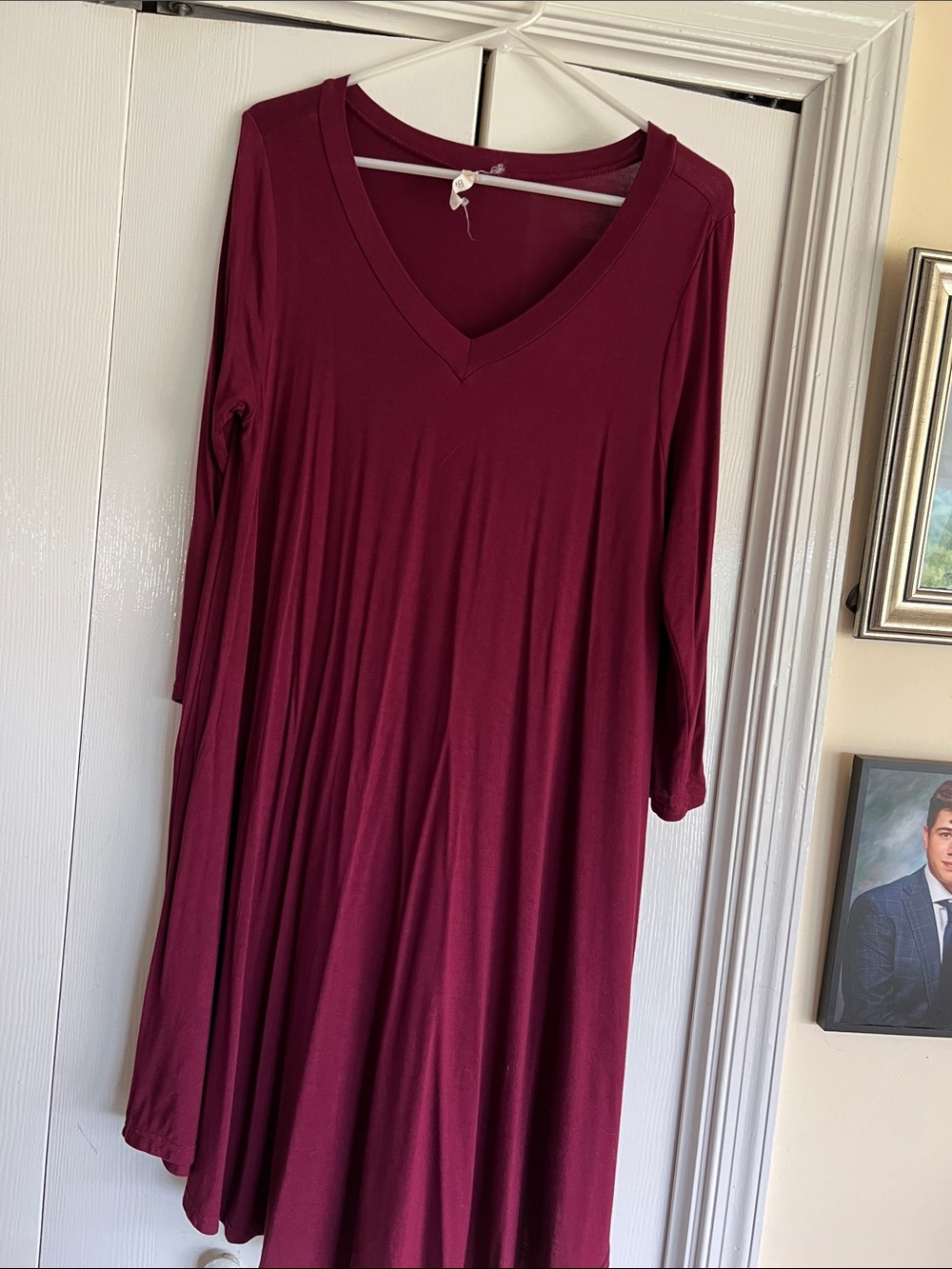 Sami & Jo Burgundy V-Neck Swing Dress